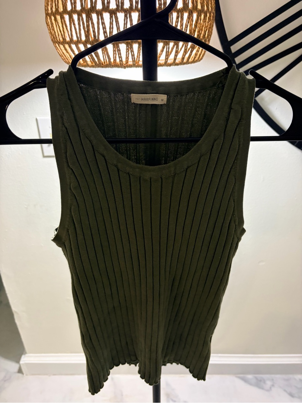 Olive Ribbed Tank Top